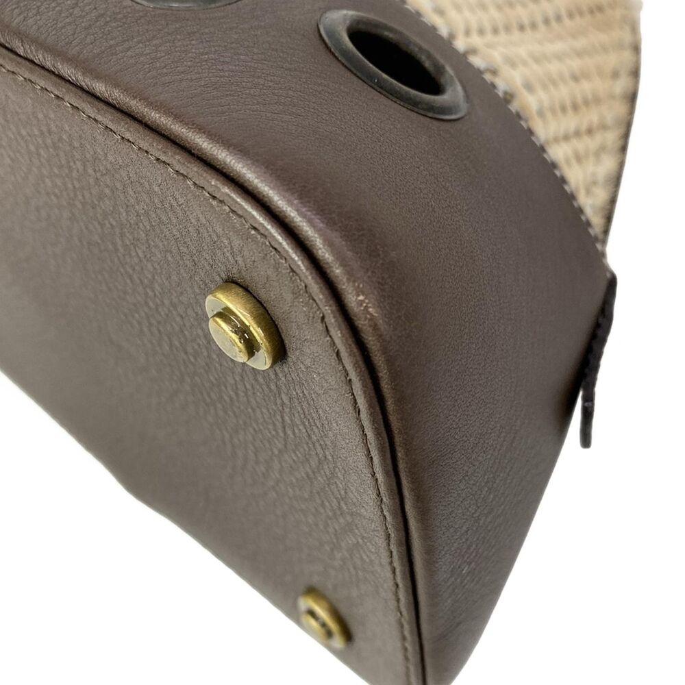 Christian Dior DIOR/ChristianDior Trailer Handbag Dark Brown Cream Unborn Calf - Picture 6 of 15
